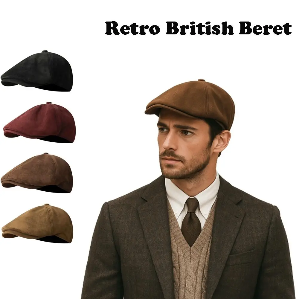Casual Retro Forward Hat Adjustable Imitation Suede Newsboy Cap Classic Timeless Ivy Cap Unisex