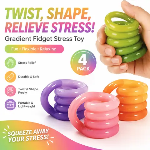 Thermochromic Twist Tangle Fidget Toy Elastic Sensory Puzzle for Stress Relief Focus Fun Desktop Gadget Gift for Adults