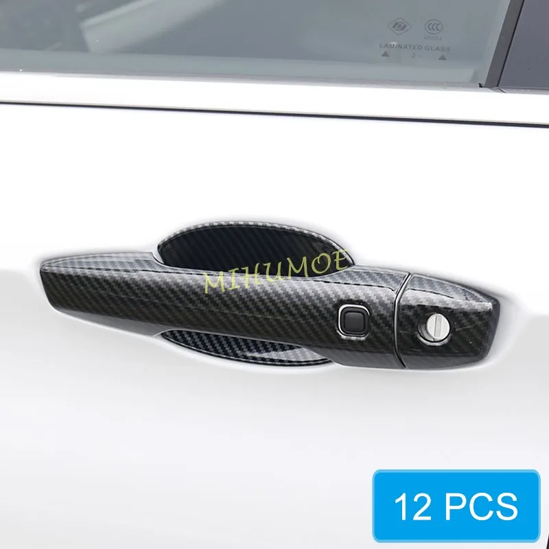

Для Mitsubishi Outlander 2022-2025 Автомобильная внешняя левая и правая боковая дверная ручка и комплект накладок чаши, 12 шт., стиль из углеродного волокна, ABS