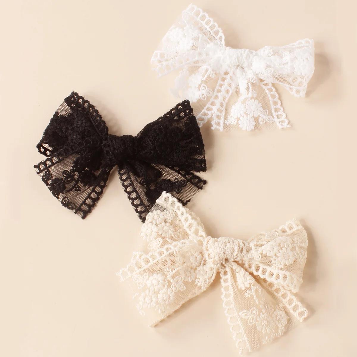 3Pcs/Set Girls Princess Hair Accessories Lace Bow Hairpins For Children Kids Cute Bang Clips