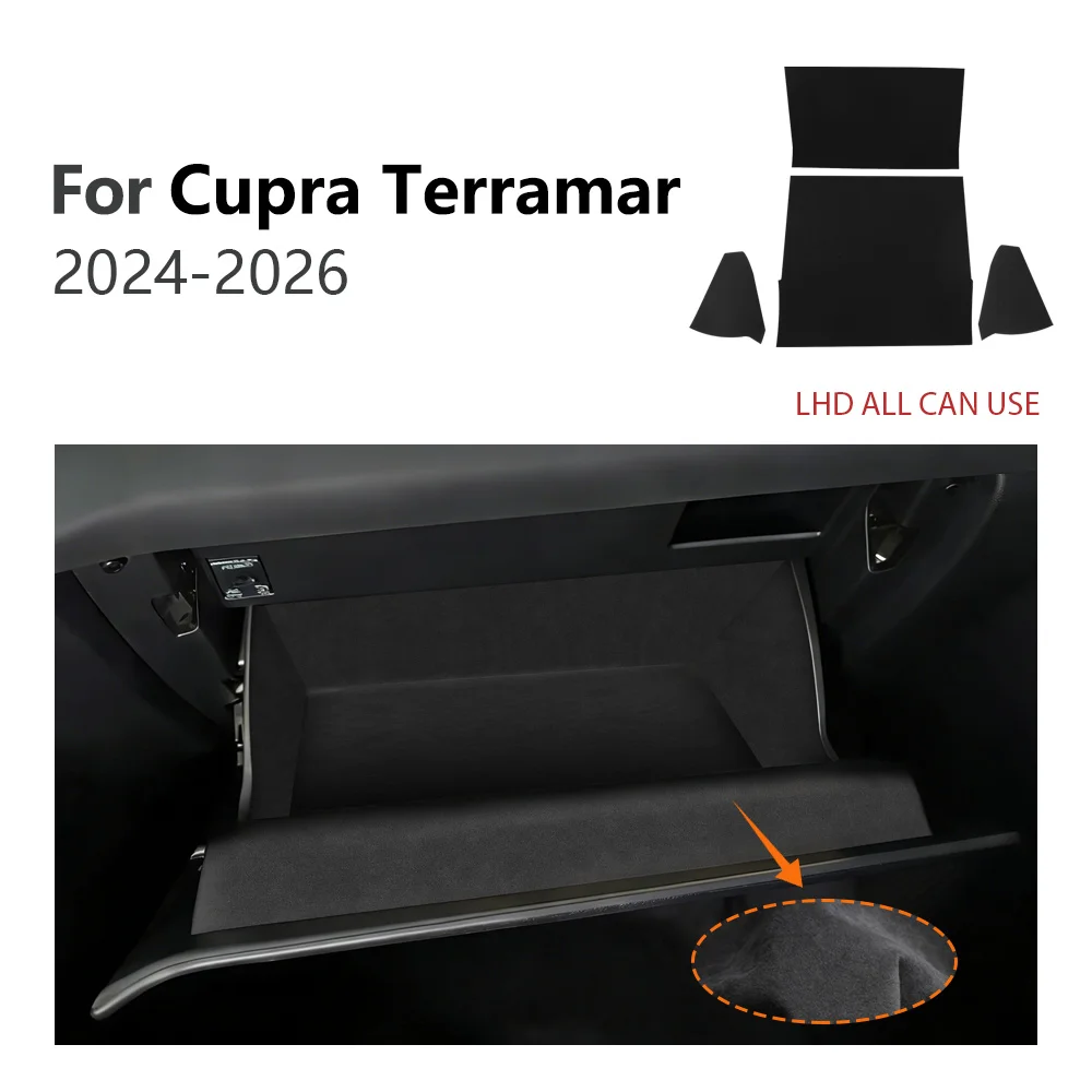 Pegatina de Gamuza Premium para la Caja de Herramientas del Copiloto del Cupra Terramar 2024 2025 2026, Accesorios para el Cupra Terramar 2025