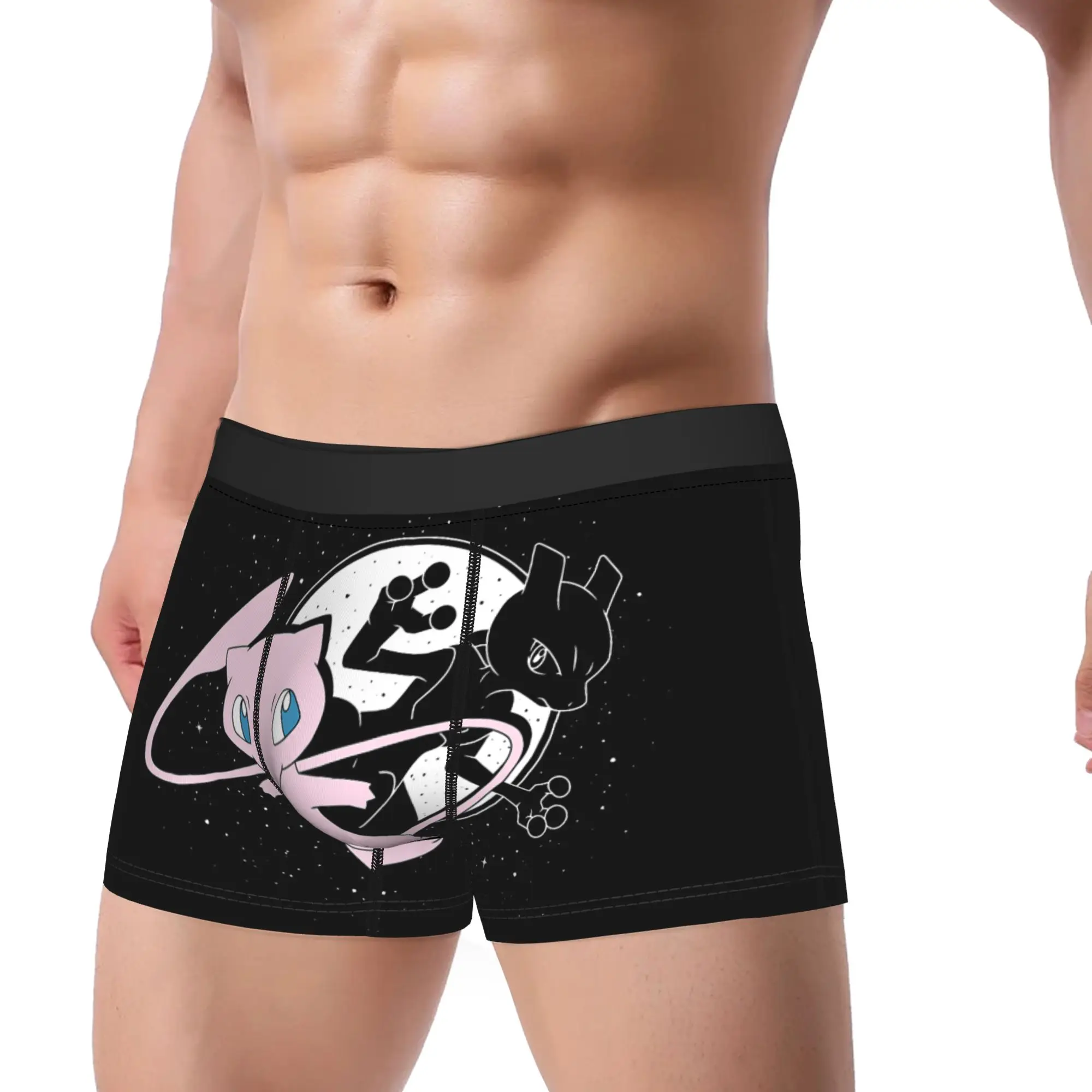Pokemon   Celestial Mew Mewtwo Moon boxers  Underpants Homme Panties Men's Underwear Ventilate Shorts Boxer Briefs