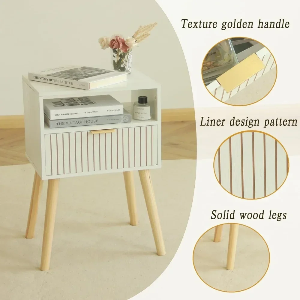 Nightstand Bedside Table End  with 2-Tier Storage Bedroom