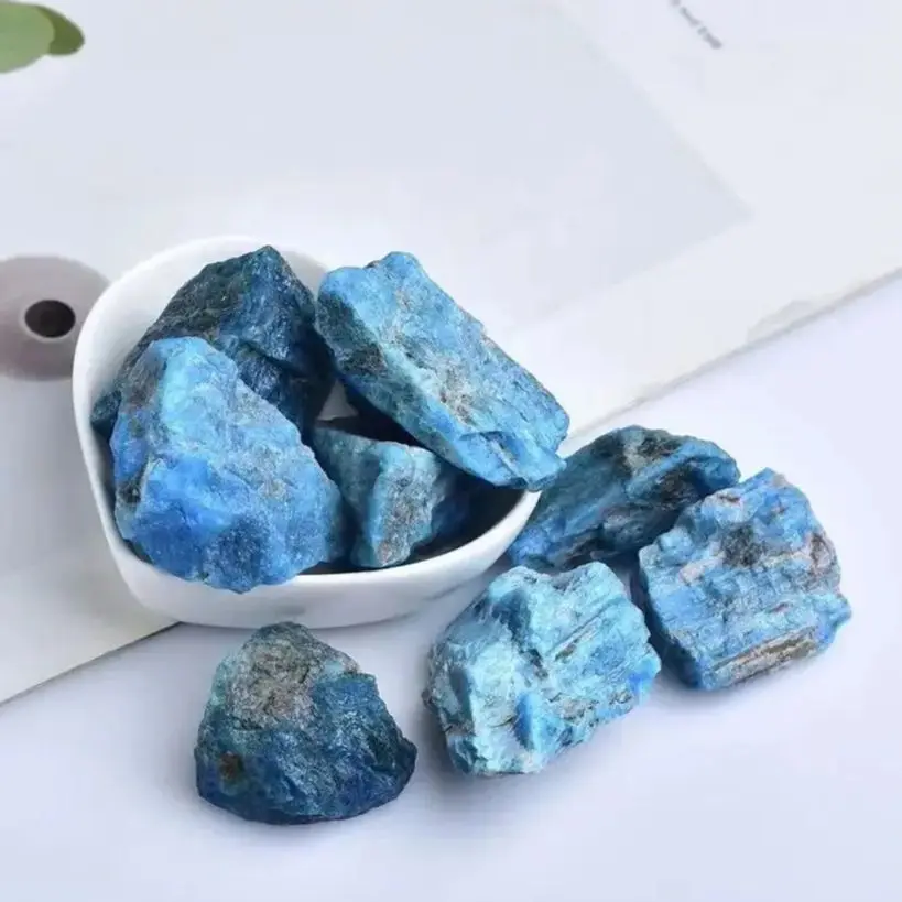 Natural Blue Apatite Crystal Stone Gravel Rough Healing Mineral Specimen Collection Room Decor Mineral Specimens 1pc