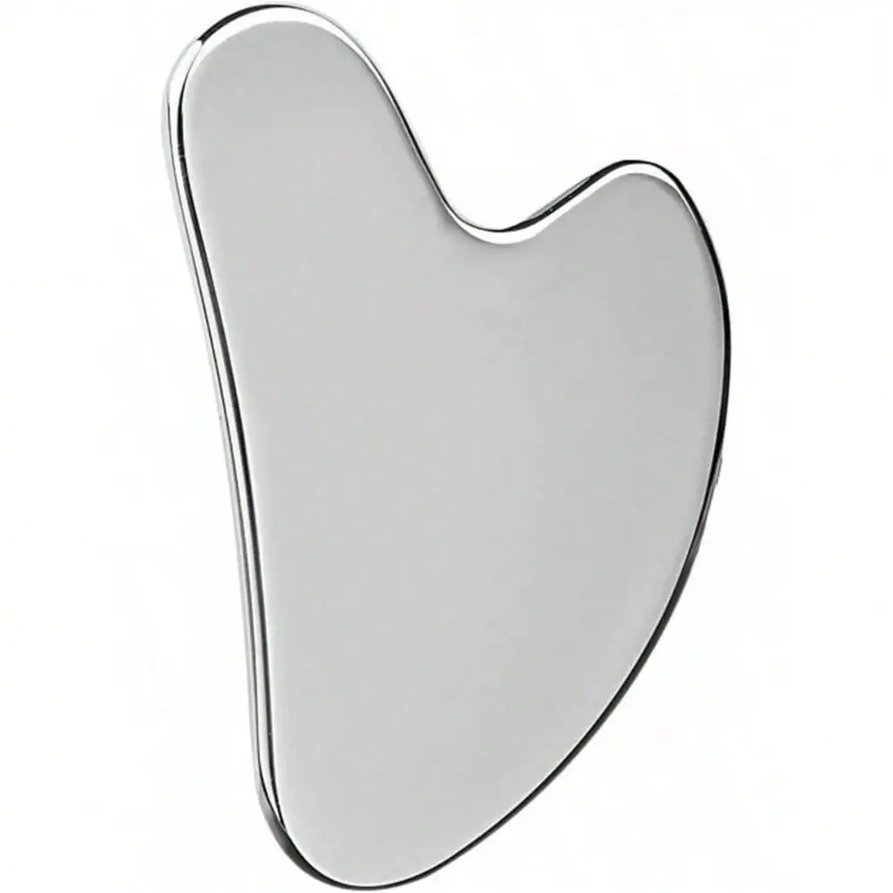 

Серебряный массажер для лица, шеи и тела из нержавеющей стали в форме сердца с дорожным чехлом