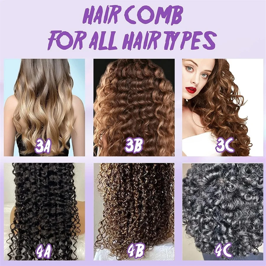 مجموعة فرش فك تشابك الشعر مكونة من 5 قطع، مجعدة، رطبة/جافة، شعر أسود، مجموعة فرشاة فك تشابك الشعر المرنة لتصفيف الشعر والقطع، سهلة التنظيف يوميًا