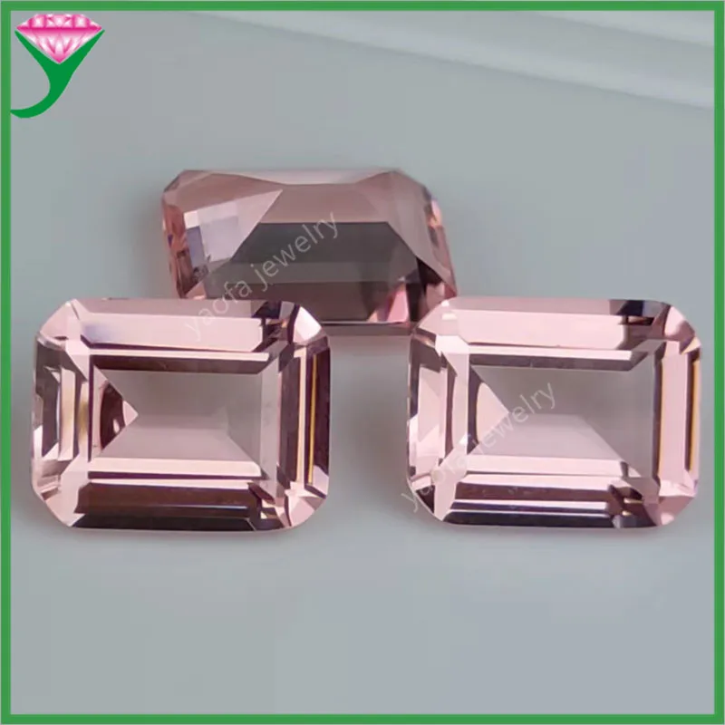 High Temperature Resistance 3x5~13x18mm Octagon Emerald Cut Pale Pink Morganite Stone Synthetic Gems For DIY Pendant Ring Face