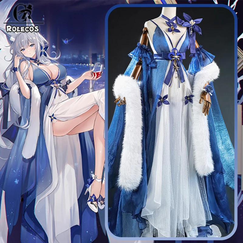 

ROLECOS Game Azur Lane Shinano Cosplay Costume Women Elegant Dress Halloween Carnival Party Role Play Uniform Wig Full Set