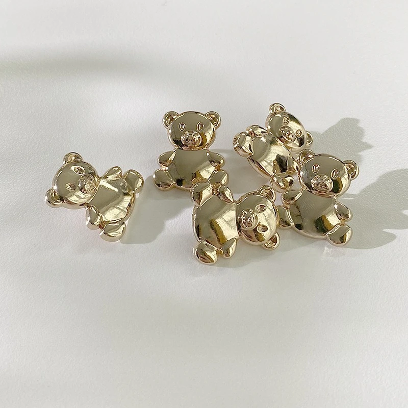 

10pcs Cute Cartoon Bear Buttons 20mm Gold Color Metal Bear Shank Buttons Clothing Accessories