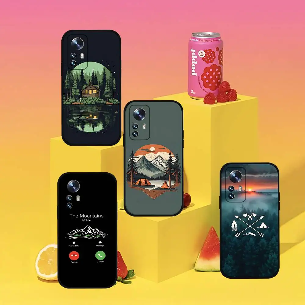 

Camping Mountain Outdoor Phone Case For Xiaomi 11 12 Redmi Note 11 5G 8T 9A 9 10T Note 8 9 12SUltra Shockproof, Slim, Black,Case