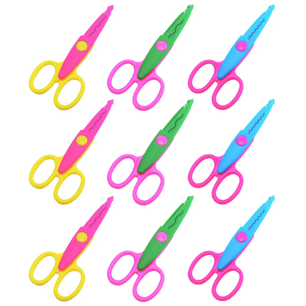 9 Uds. Tijeras creativas para bordado, tijeras artesanales de encaje hechas a mano, borde ondulado para álbum de recortes, corte de papel, aula segura para niños pequeños
