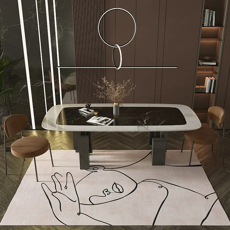 Nordic Morandi Living Room Area Rug Abstract Lines Portrait Art Carpet Home Decoration Coffee Tables Floor Mat Bedroom Rugs 거실러그
