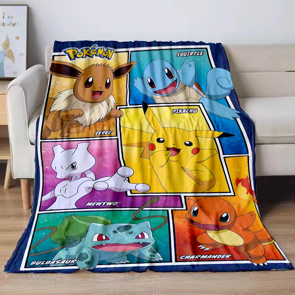 Pokemon Cartoon Anime Flannel Blanket Pikachu Figures Home Sofa Lunch Break Children Blankets Travel Beds Sheet Decor Kids Gift