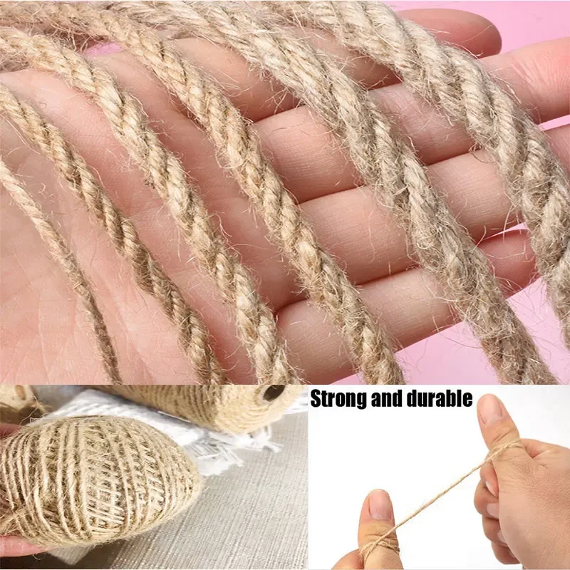 Natural Hessian Jute Twine Jute Rope Burlap Rope Burlap String DIY Crafts Gift Vase Garden Decoration 1/2/4/6/8/10/12/14/16MM