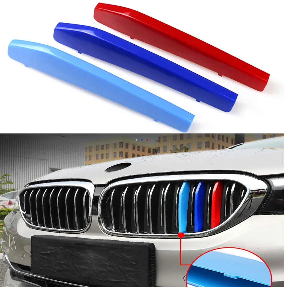 Fit 17-20 BMW5 G30/G31 M-SPORT Design 3-Color Kidney Grille Clip Stripe with 9 slats