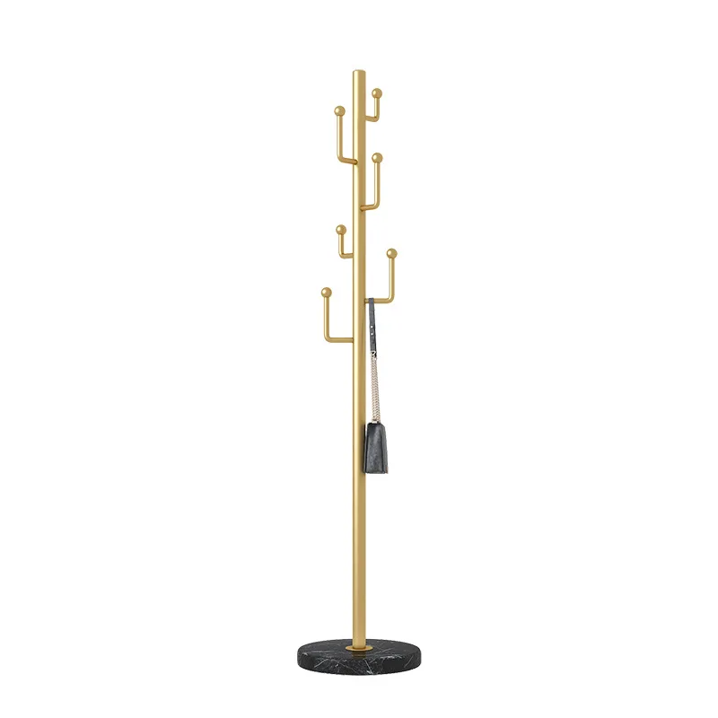 

Single pole floor-to-ceiling bedroom marble coat and hat light luxury shelf removable