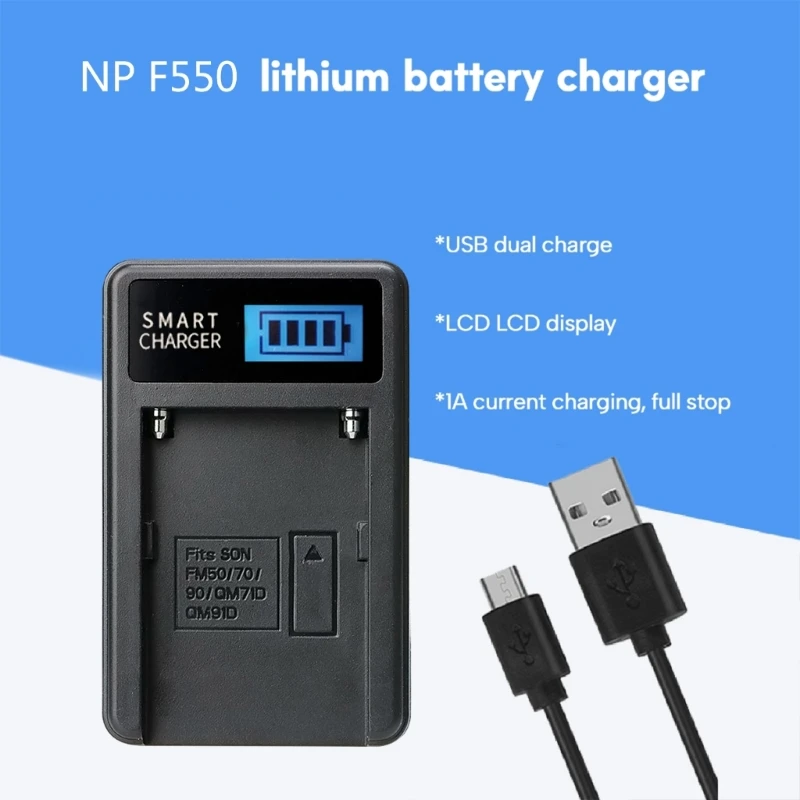 Handige LCD Micro USB-batterijladers voor NPF550/F750/F960-camera's