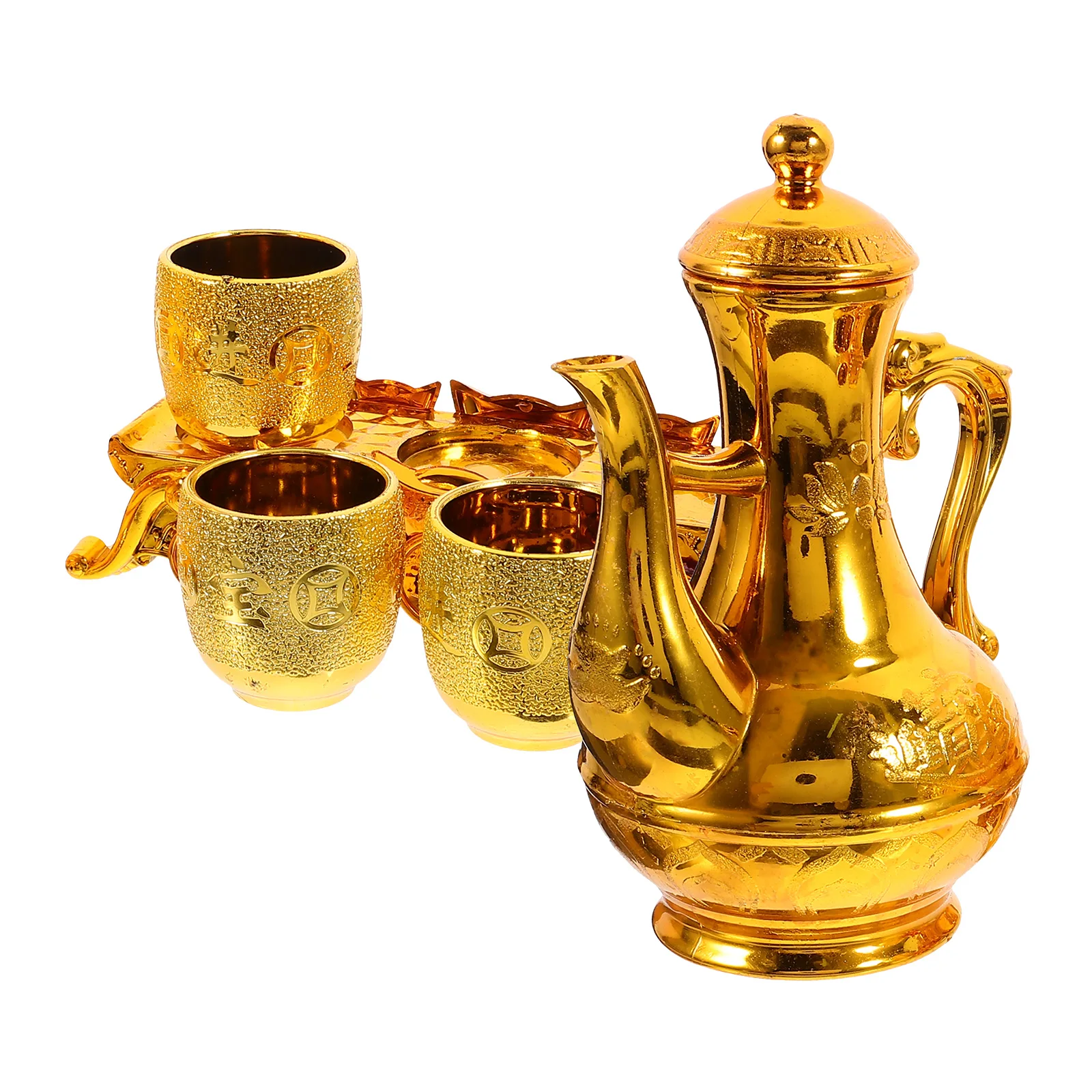 

Retro Pot Set Golden Offering Teapots Tea Offering Cup Pots Water Supply Vessel Ceremony Everyday Use