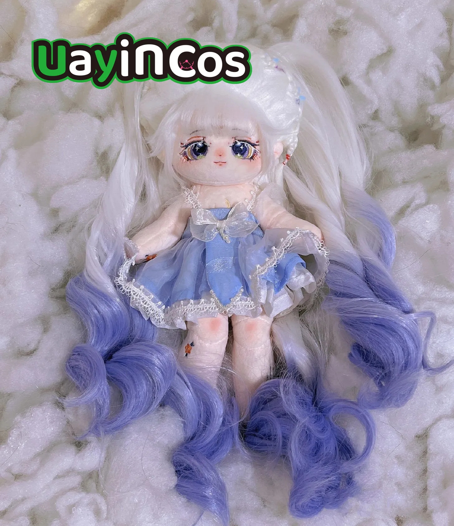 Anime Angel Princess Girl  jiu se Blue Hair Eyes Monster Stuffed 30cm Long legs Plushies Plush Cotton Doll Body Toy For Kids Gif