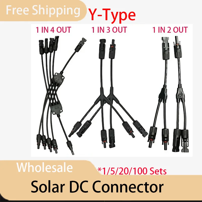 1/5/20/100 zestawy złącza solarnego typu DC Y 1000V 30A męskie i żeńskie 3/4Way 2/3/4 do 1 Adapter przewód z wtyczką PV