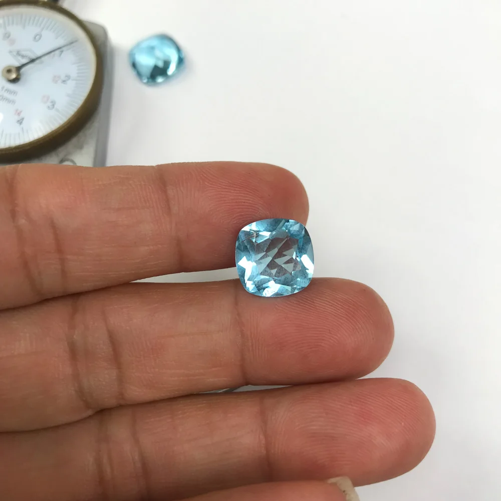 VANTJ Real Natural Blue Topaz Loose Gemstone Brilliant Cushion Cut 12mm Silver Gold Ring Mounting Fine Jewelry Women Party Gift