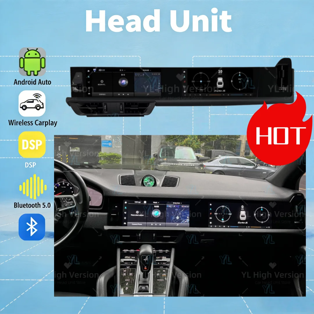 CY Dual screen Android Auto Carplay For Porsche Cayenne 2018-2024 GPS Navi 12.3+12.3Inch 4G BT5.0 Interactive Touch Screen Radio