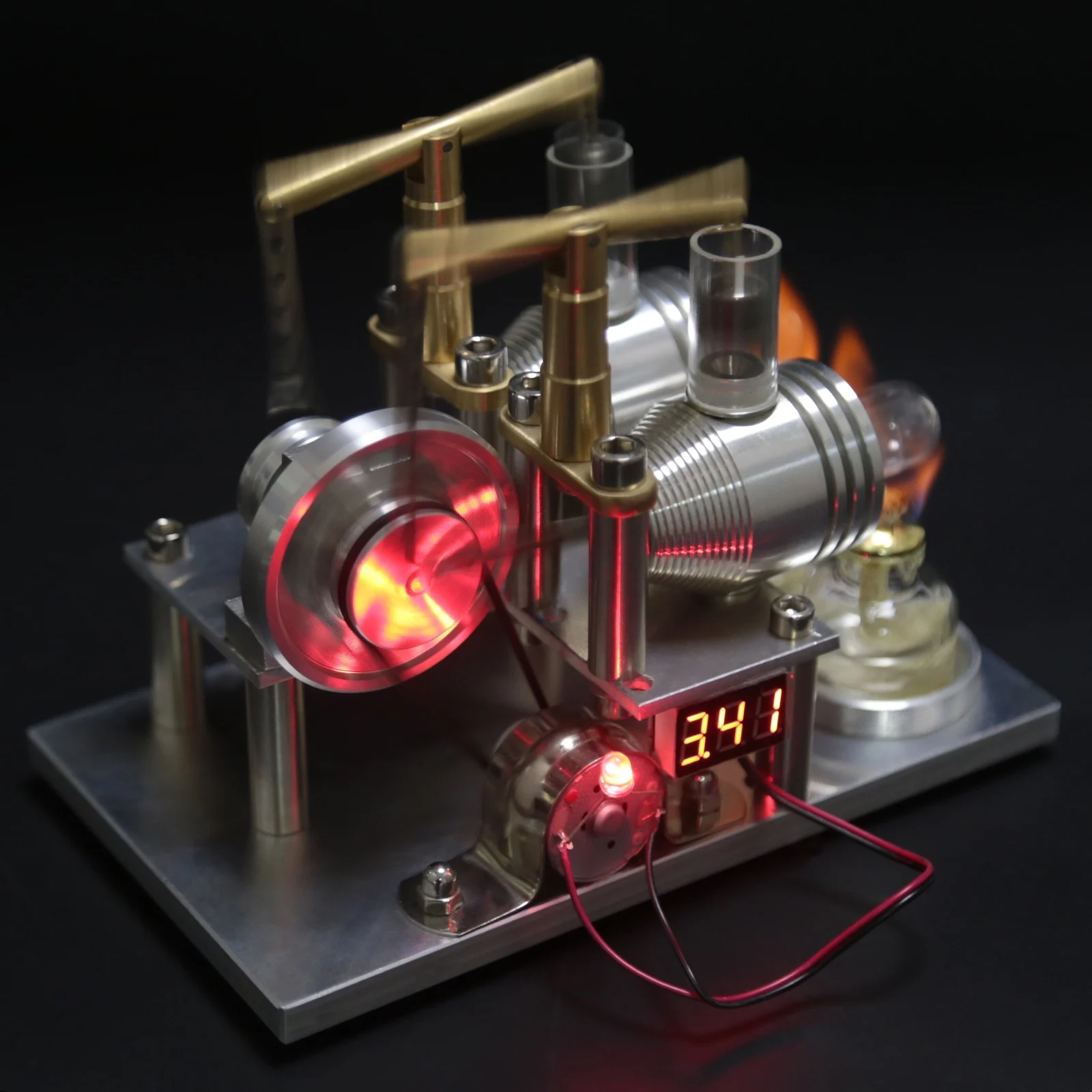 with Voltmeter Metal Model Scientific Physics Experiment Equipment Stirling Engine Generator Model Balance Double Cylinder