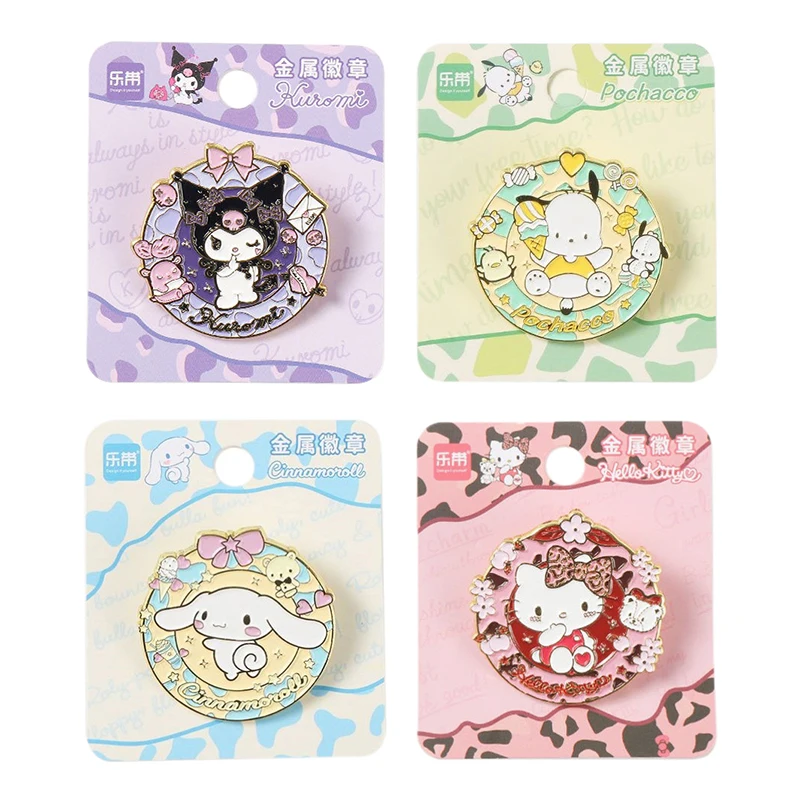 Anime Cartoon spilla Cute Cinnamoroll Kuromi Sanrio Kt Cat Badge Pins vestiti borse decorazione accessori ciondolo regali