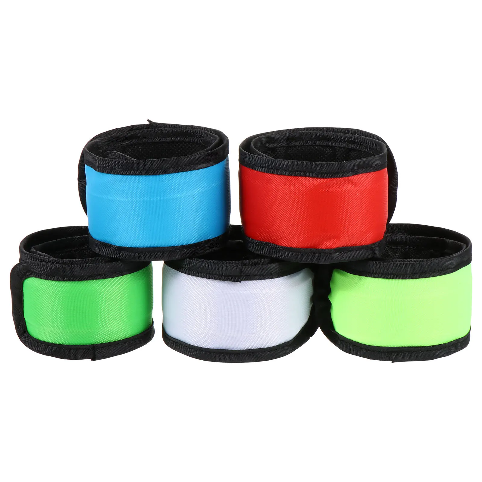 5 قطع من أربطة الذراع للجري الليلي المتوهجة، أساور صفعة، حزام إضاءة آمن