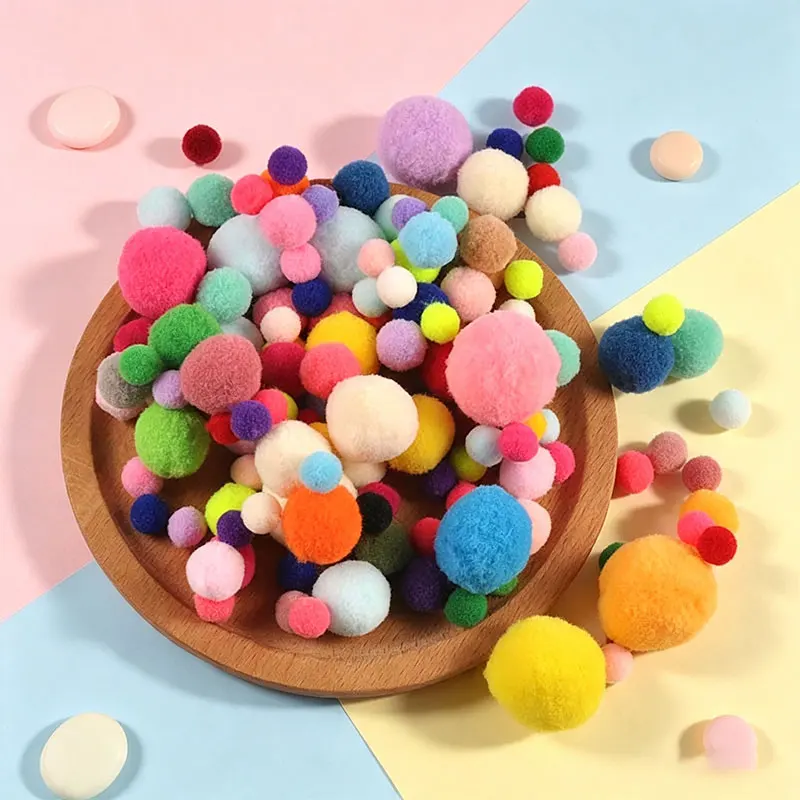 150 pcs 10-30mm Colorful Pom Pom Balls Multisize Soft Fluffy Pompoms for DIY Craft Handmade Decoration cp3389