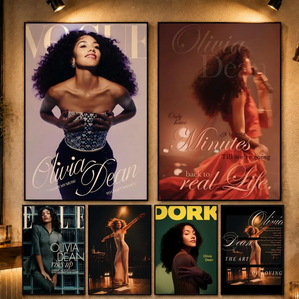 Pop Singer O-Olivia DeanS Poster Vintage Retro Anime Poster Stickers Peel and Stick Wall Art Home Decor