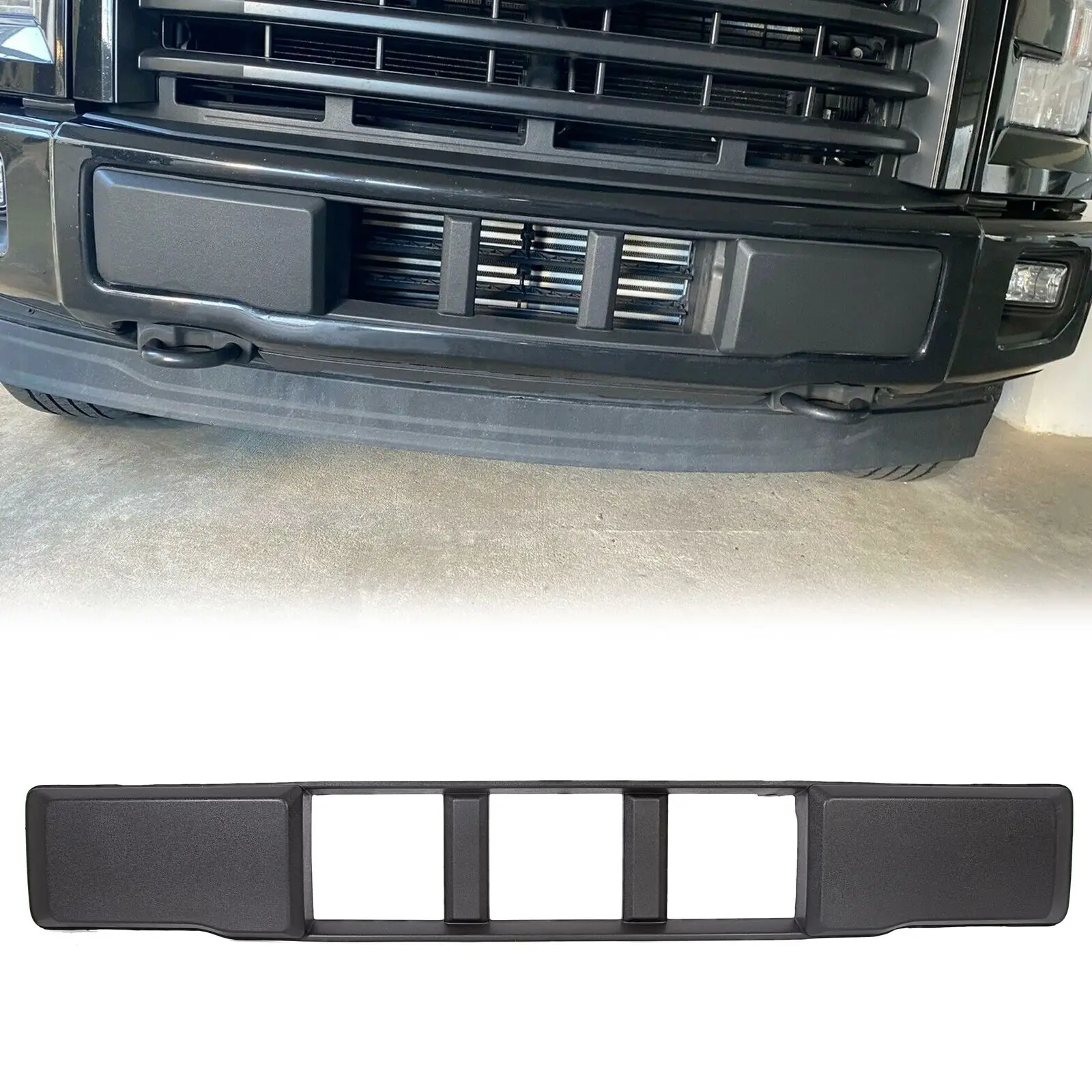 For 2015-2017 F-150 Front Bumper Cover Lower Grille Trim Panel Black Plastic