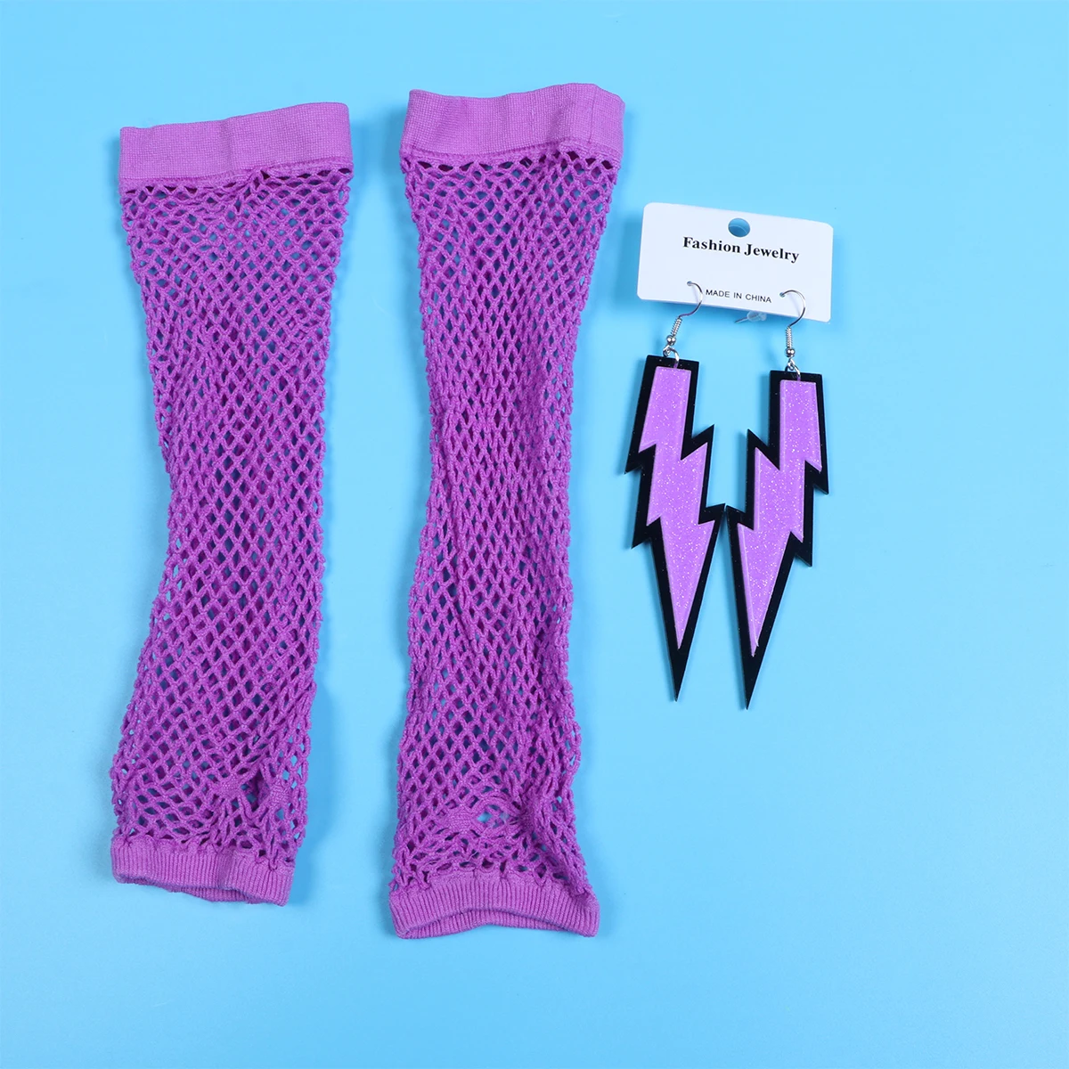 

6pcs 80s Party Fancy Dress Accessories Neon Necklace Window-shades Glasses Earrings Fishnet Gloves Tutu Skirts for Women Retro