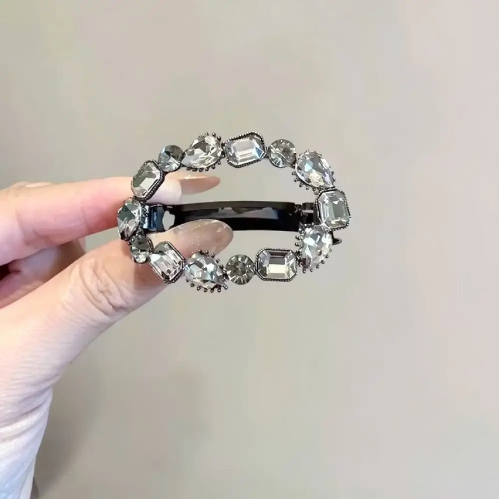 Exquisite Rhinestone Spring Hair Clip For Women Stylish Shiny Crystal Barrette Daily Headwear Styling Accessory