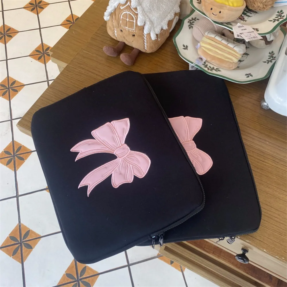 

Сумка с рукавами для планшета с розовым бантом, вышитая сумка для ноутбука 11/13/15 дюймов, защитная сумка для хранения компьютера, защита от падения, дорожная сумка