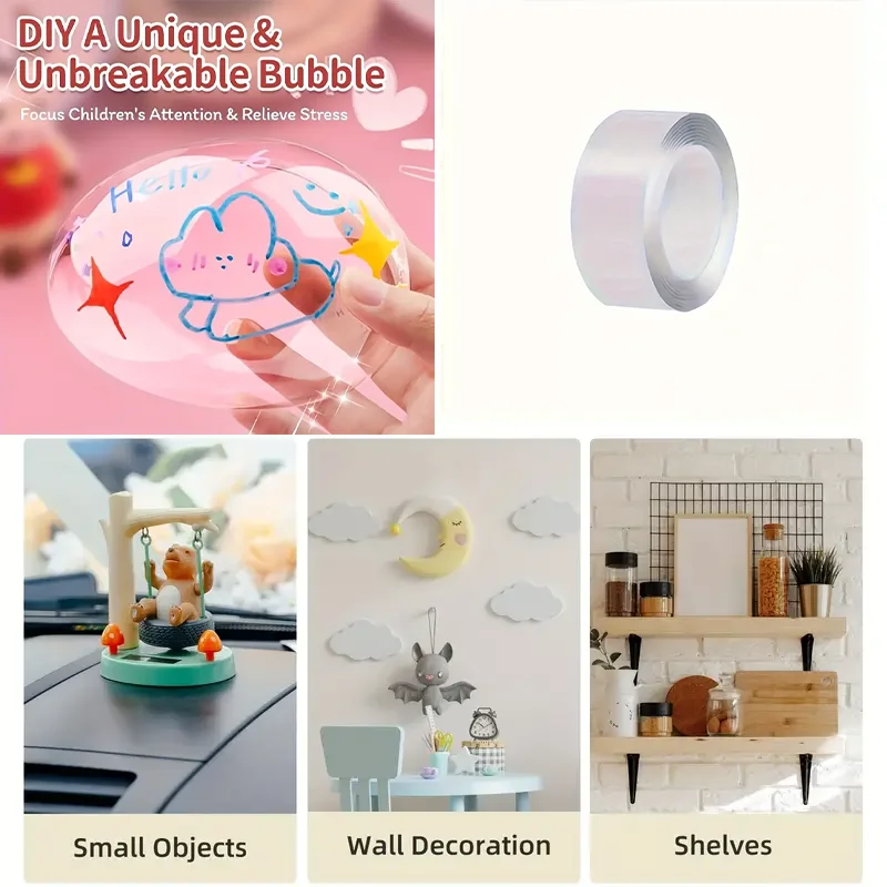 Nano Double Sided Adhesive Multipurpose Transparent Tape For Bubble Deco Making Carpet Mats Paste Item Photos Frames Craft Wall