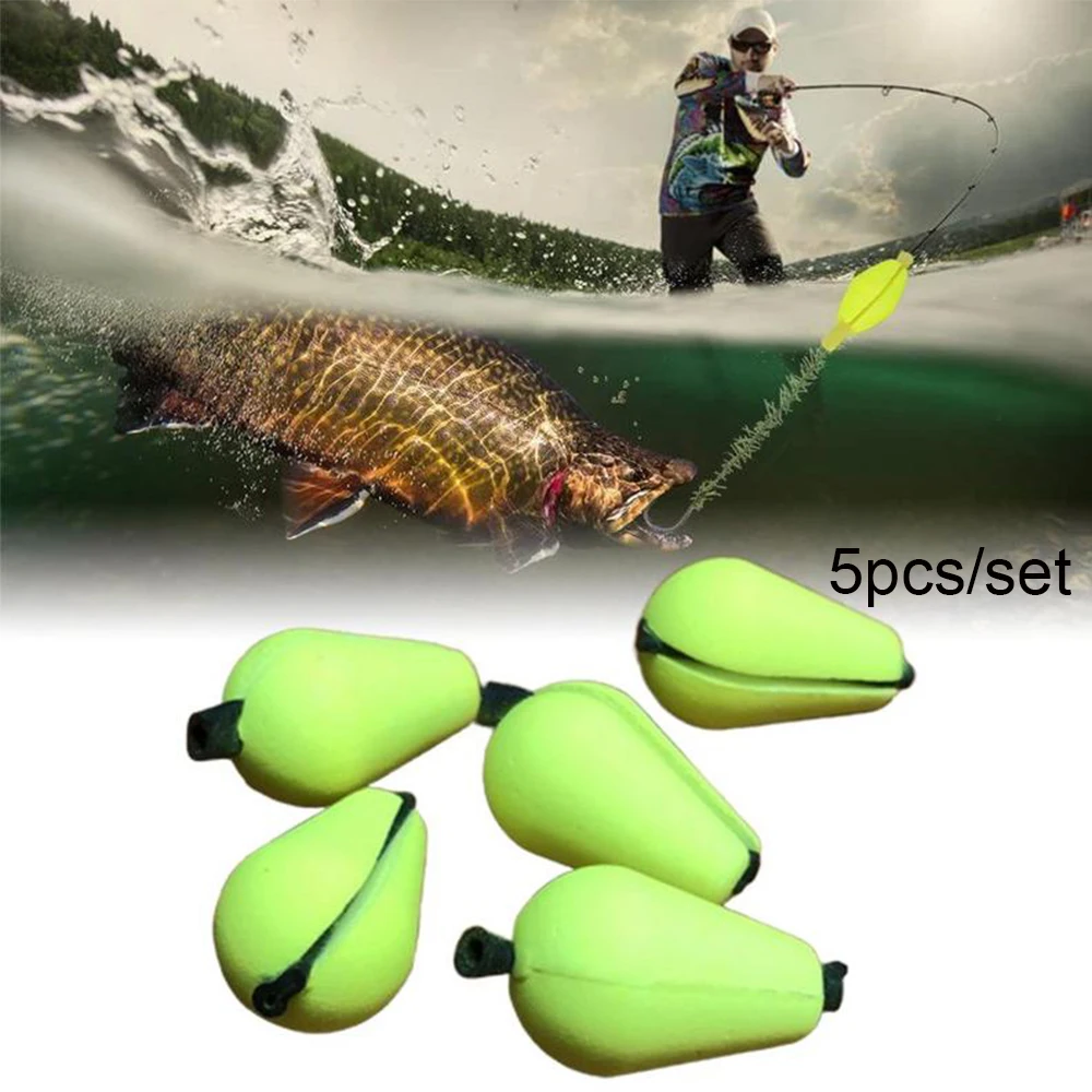 5PCS New Rig Rigging Material Snap-on Oval  Fishing Floats Beads Water droplets Indicator Fish Beans Fly Fishing Bobbers Float