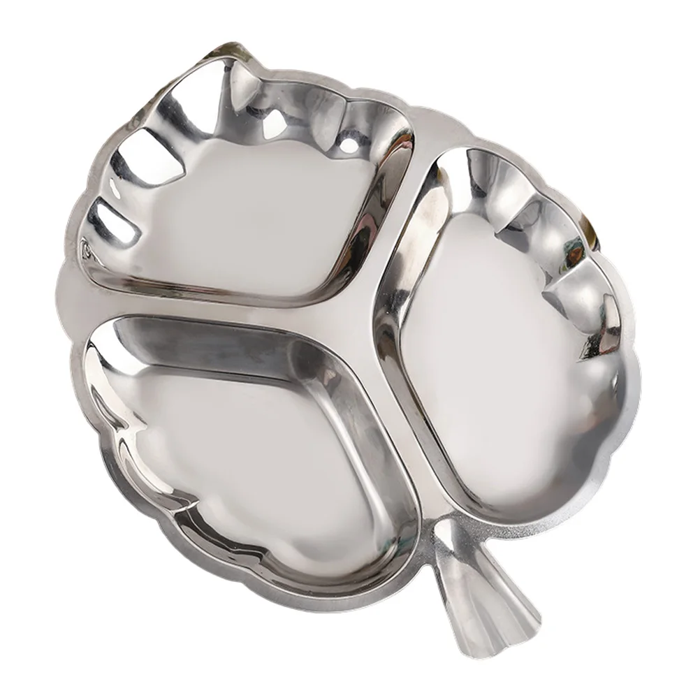

Stainless Steel Multi grid Snack Plate Plate Serving Tray Dry Food Tray Portable Compact Design Long lasting Affordable