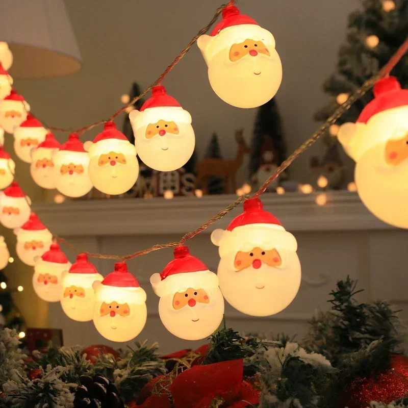 Christmas Lights String Santa Claus Snowman Battery-operated Garland LED Christmas Decorative Light Party New Year's Decor