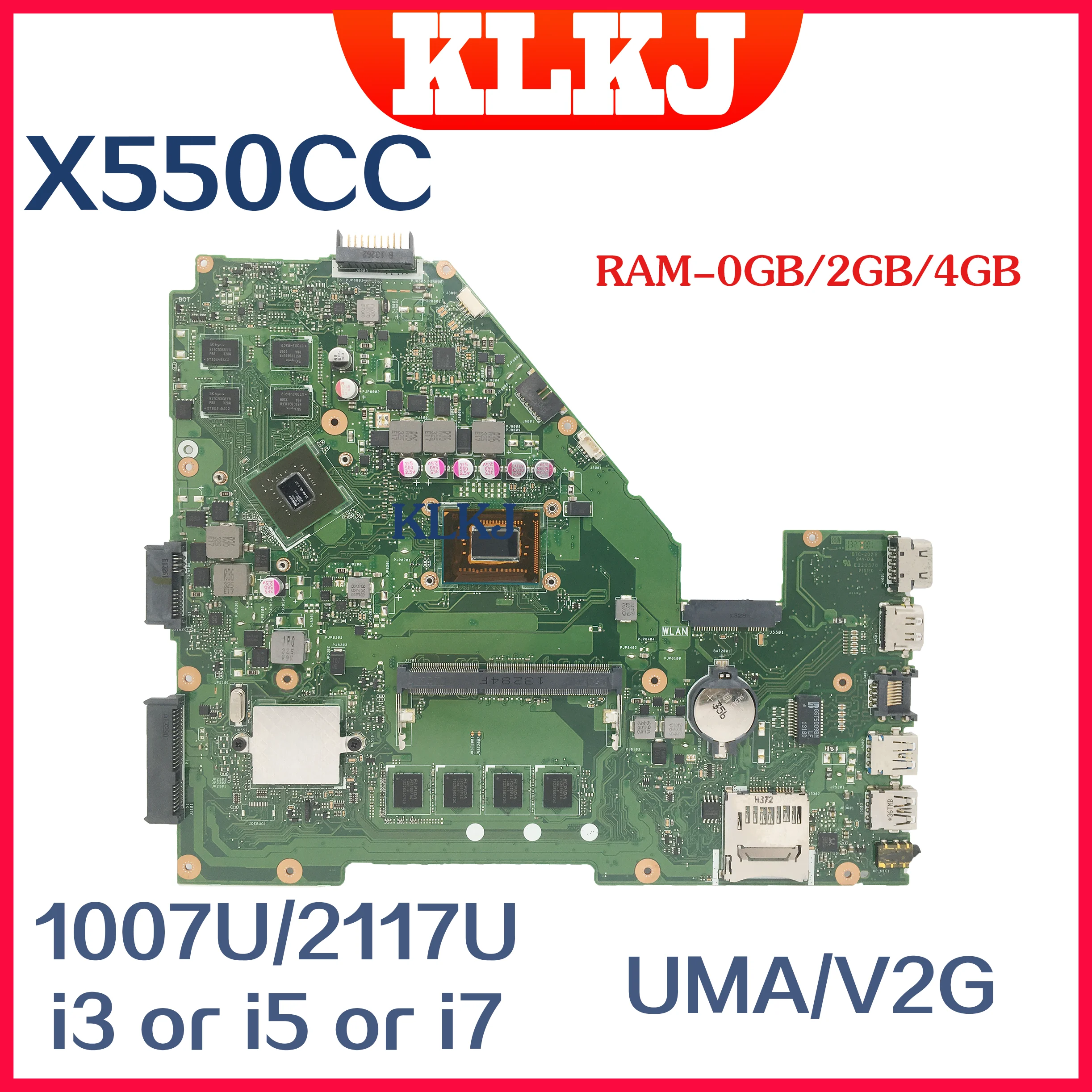 X550CC X550VC Motherboard 2G/4G RAM 1007U I3 I5 I7 CPU GT720M GPU For Asus Y581C X552C X550C X550CL A550C K550C Laotop Mainboard