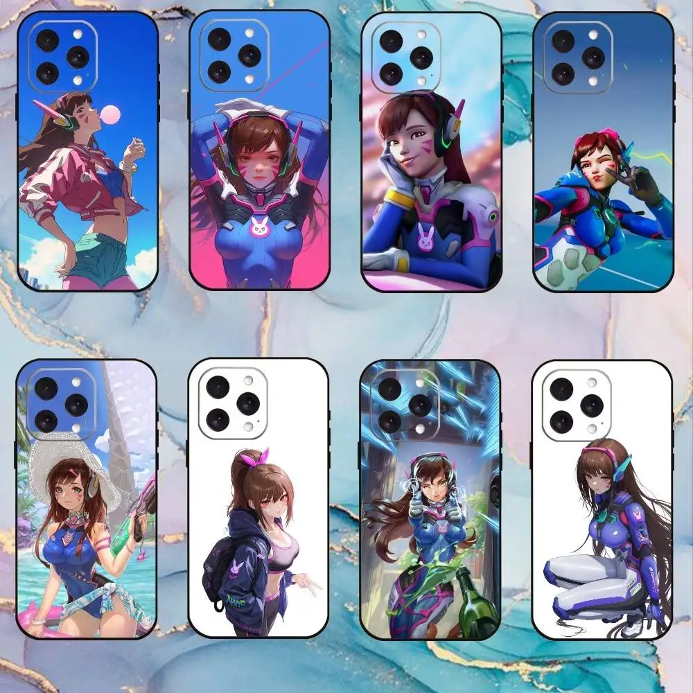 

O-Overwatch Game D-Dva ES Phone Case For iPhone17,16,15,14,13,12,11 Plus,Pro Max Soft Black Cover
