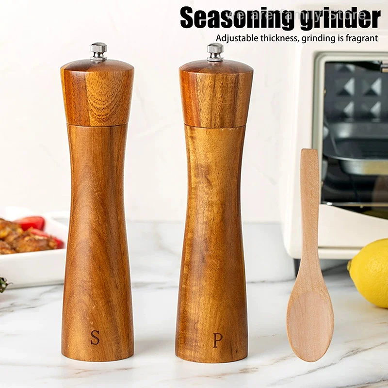 Molinillo de pimienta de madera, juego de botellas de molienda de sal marina, pimienta Manual de cocina, tarro de condimentos, núcleo de cerámica, regalo de cumpleaños