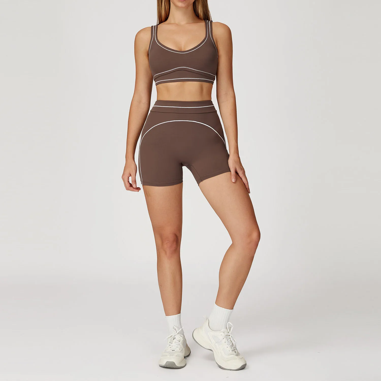 Yoga Women's Bra With U-shaped Back Sets Fitness Running Summer Breathable Quick Drying Fixed Vest Five-point pants