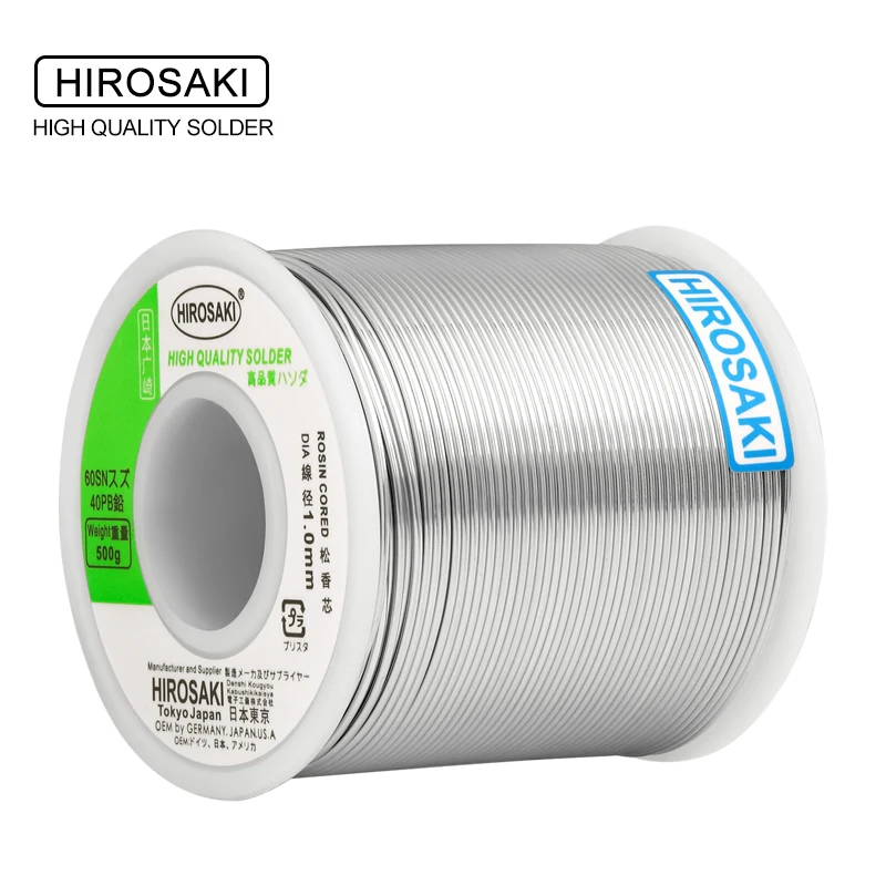 Japan Hirosaki Solder Wire 500g Sn60% High Purity Soldering Low Temperature Diameter 0.8 1.0 2.0mm Rosin Core with 2.0% Flux