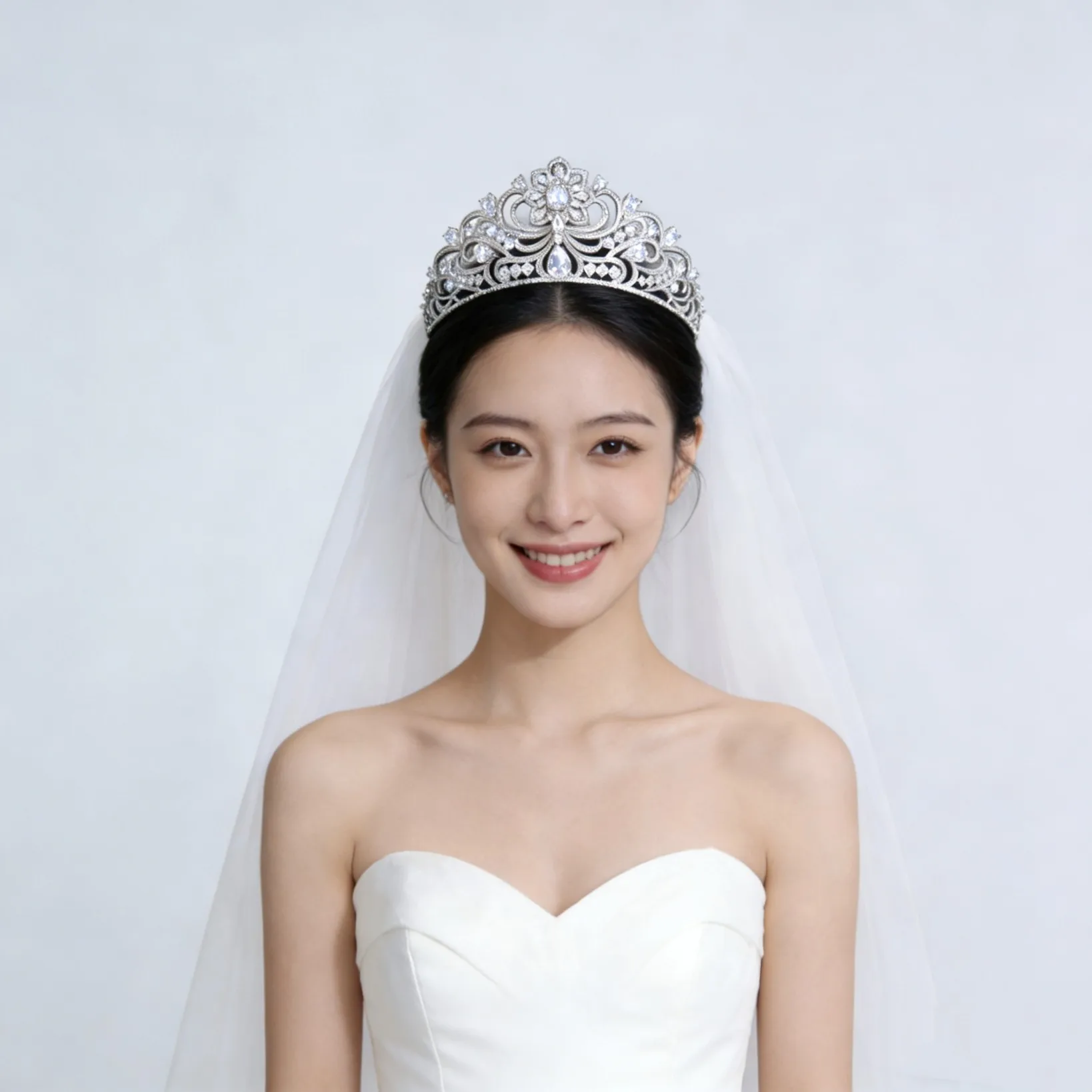 Luxury Zircon Bride's Hair Crown European Shiny Wedding Headwear Light Luxury Birthday Photography Studio Accessories