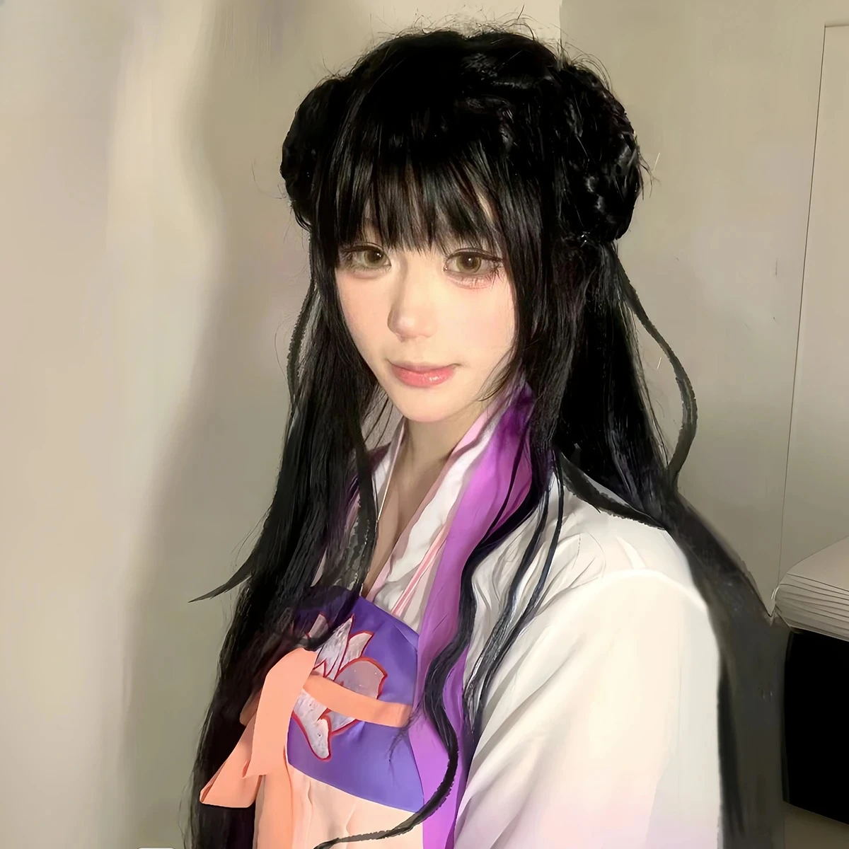 偽毛沢東同志江銀麗コスプレユニバーサルブラックロングストレートオリジナルエブリオライトエアバングスフルヘッドギア