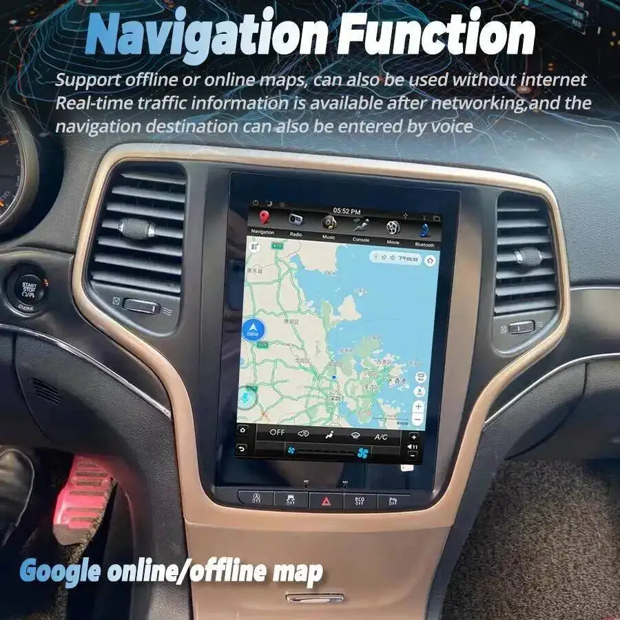 

10.4'' Мультимедийный видеоплеер для автомобиля с экраном Carplay для JEEP Grand Cherokee 2014-2017, GPS, 2Din, Android 15, стерео, DSP, автомобильная магнитола