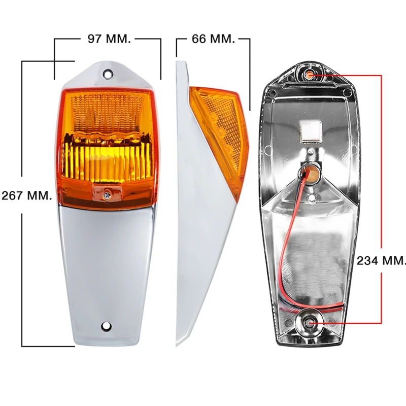 5Pcs 12v 24v Truck Cab Marker Light 17 LED Amber Top Roof Running Lights Trailer Light for Peterbilt Kenworth Freightliner Mack