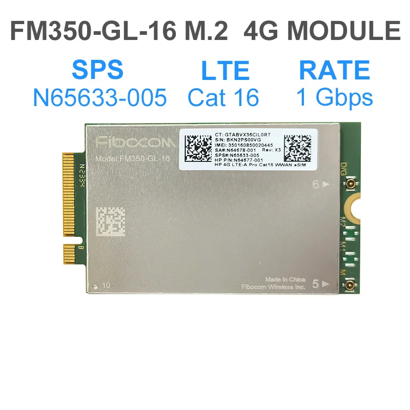 وحدة FM350-GL-16 4G Cat16 LTE SPS #   N65633-005 LTE-A Pro WWAN 4G Card M.2