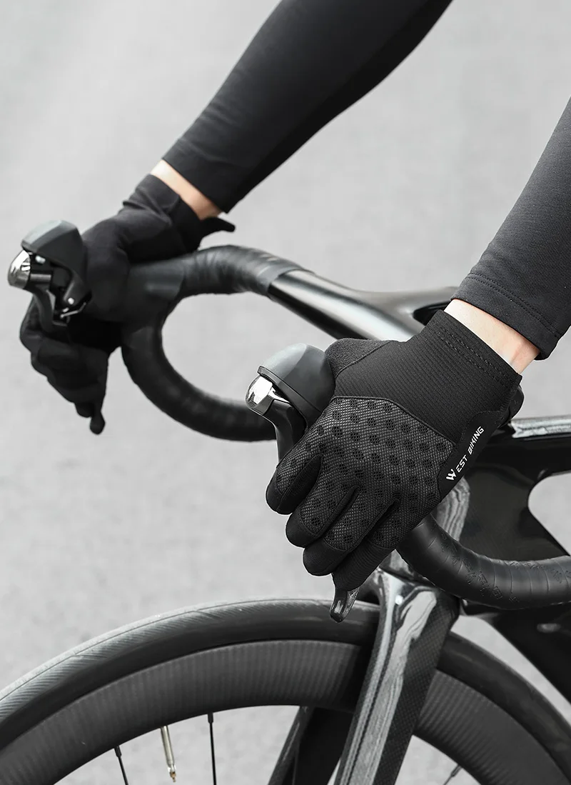 WEST BIKING Fahrradhandschuhe für Herren, atmungsaktiv, mit SBR-Polsterung, stoßdämpfend, mit Touchscreen-Funktion, für Rennrad, Mountainbike, für alle Jahreszeiten, Sport, mit vollen Fingern. – Detail 9